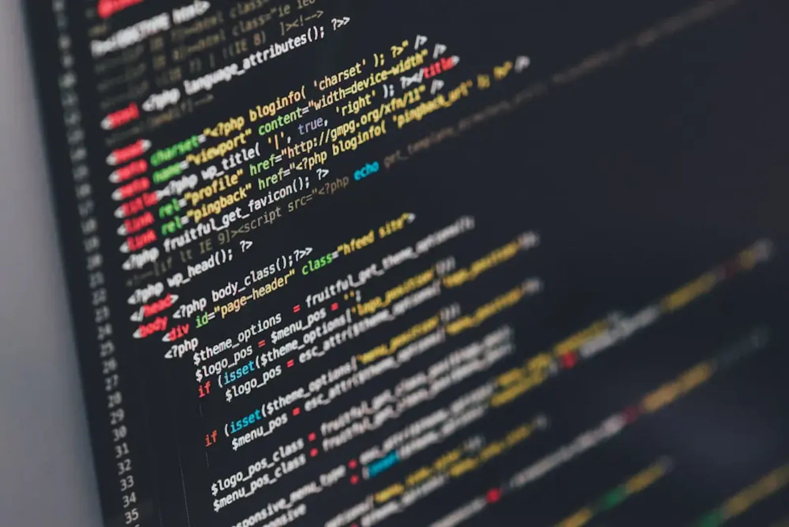 Site template source code on a monitor