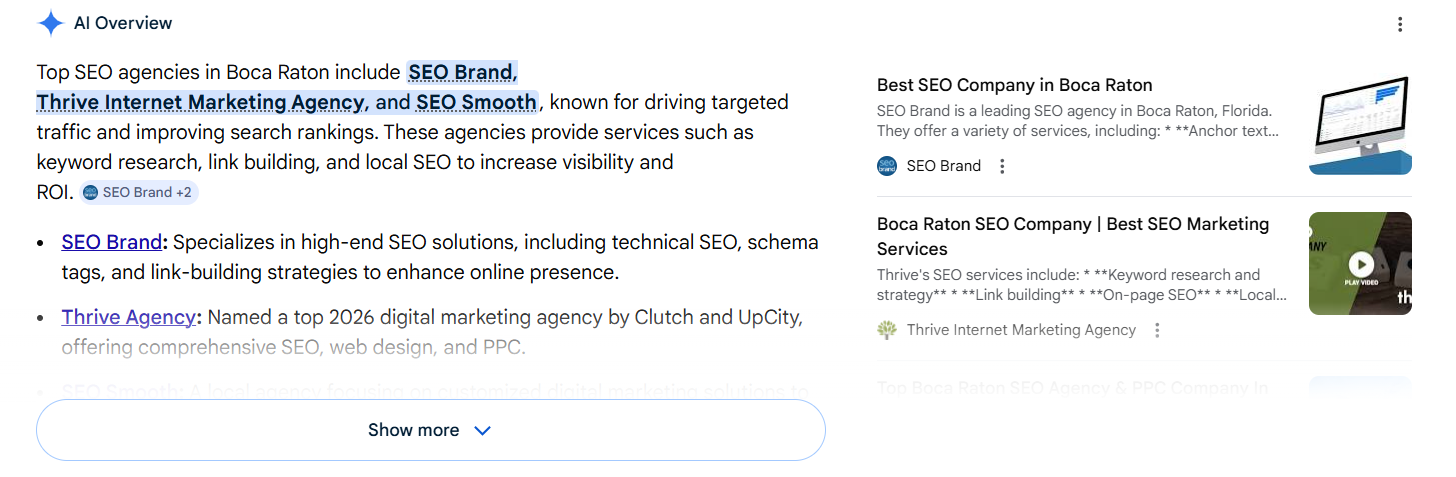 Example of brand visibility in AI Overviews