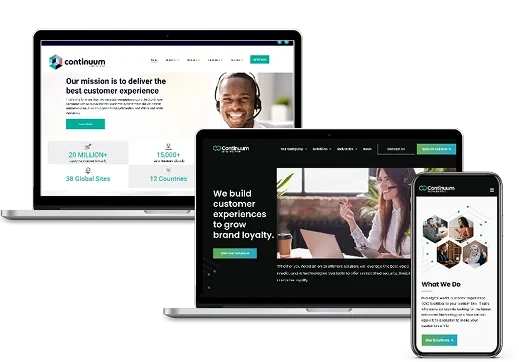Continuum Global Solutions website shown on laptop and mobile