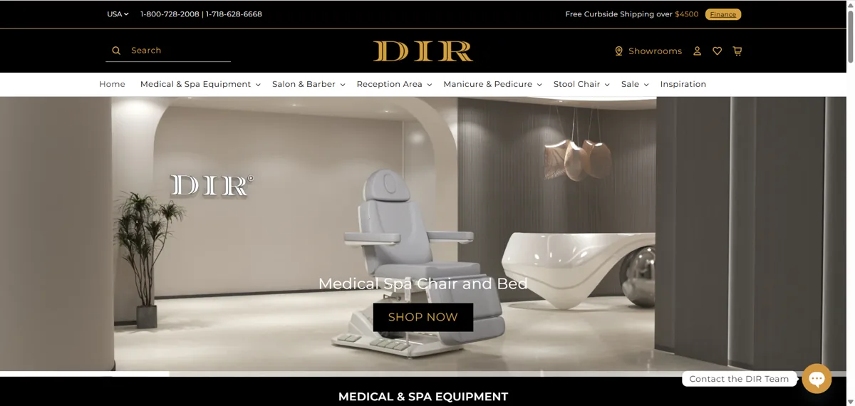 DIR Salon Furniture ecommerce storefront homepage